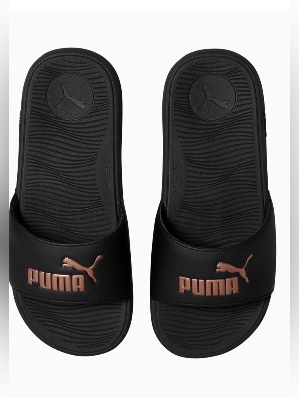 Puma Slides Rose Gold and Black
